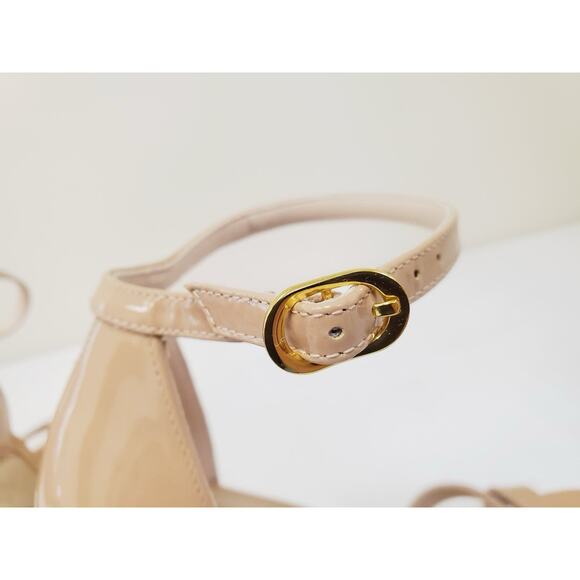 Stuart Weitzman Nudist Sandals Tan Patent Leather Size 7 - Picture 6 of 9